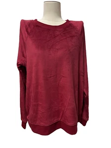 Stars Above Pullover Sweatshirt Women Velour Fleece MEDIUM Red - Picture 1 of 11