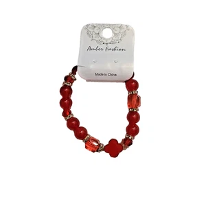 Schönes Damen Perlen Stretch Schmuck Armband - rot Love Joy ziemlich süß - Bild 1 von 2