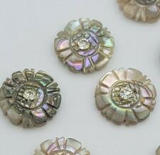 Rare Vintage Hand Carved Abalone Flower Cabs For Jewelry Or Craft 20 Pcs