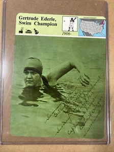 GERTRUDE EDERLE Swim Champion 1979 Panarizon Story of America CARD Italy 14.19 - Picture 1 of 2