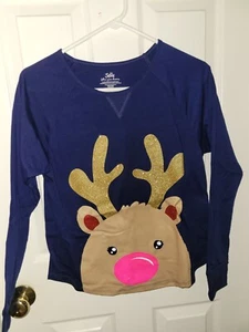 Xmas Justice Follow Your Dreams Reindeer Pajama Top Size 14 - Picture 1 of 2