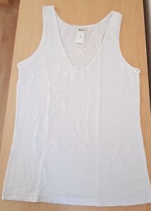 Damen 1x Unterhemd Neu Gr.S (wie M) mit Spitze vorn weiß Queentex T-Shirt Top