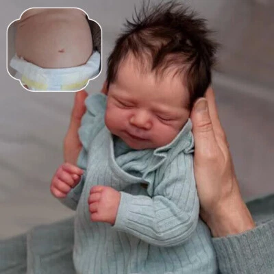 RXDOLL 18Inch Reborn Baby Dolls Full Vinyl Body Boy Asleep Realistic Newborn Doll Gifts