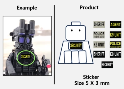 (5 mm) Pegatinas de sherrif de policía / Parche de agente K9 se adapta a minifigura Foto 1 de 3