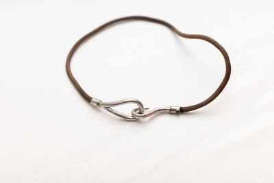 Hermes Jumbo Choker 棕色皮革带银色五金件 — 第 1/4 张图片