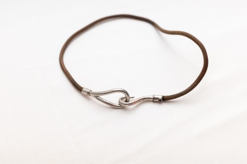 HERMÈS Hermes Jumbo Choker in pelle marrone con ferramenta color argento