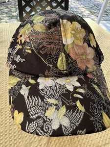 h m women Baseball Cap Black Tapestry Floral Adjustable Summer OSFA - Picture 1 of 7
