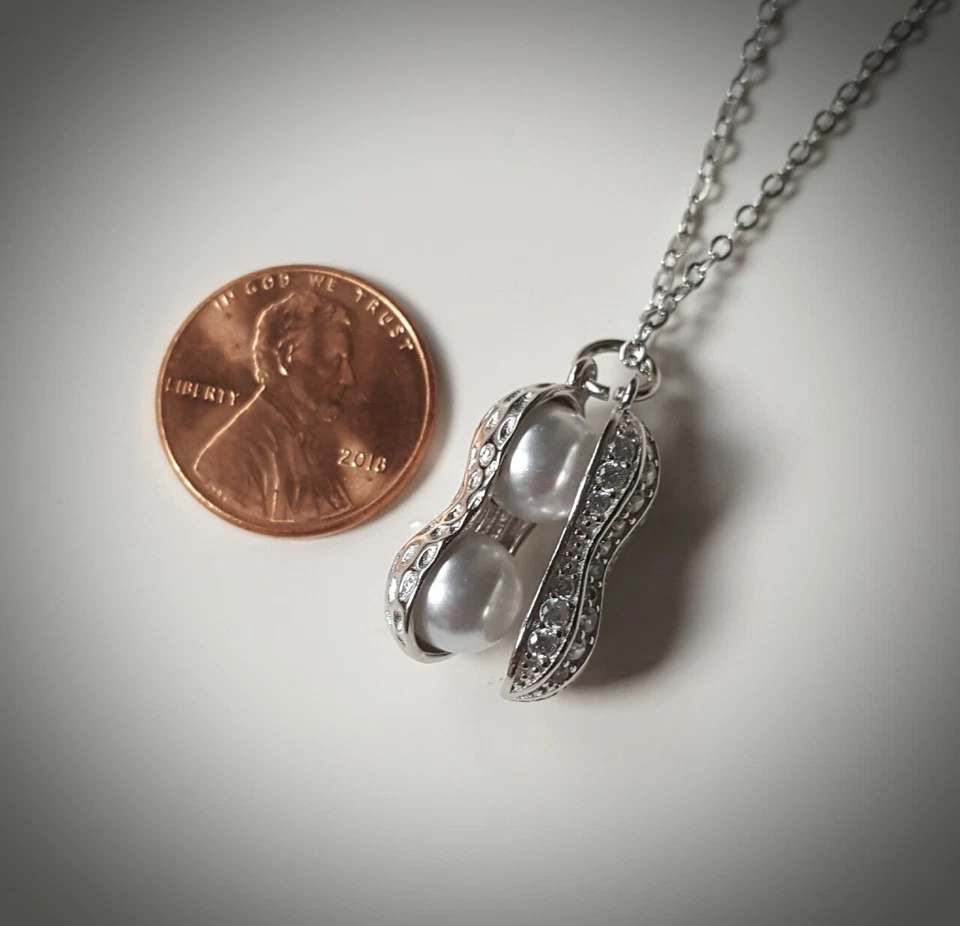 Colar com pingente de amendoim folheado a ouro rosa e branco 10 mm cultura pérola branca Akoya  - Imagem 1 de 1