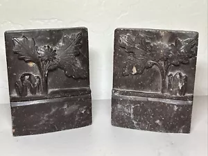 Chinese Antique Soapstone Book Ends 5x4 Inch Hand Carved - Picture 1 of 10