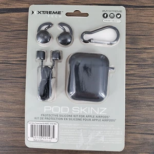 Pod Skinz Protective Silicone Kit for Apple Airpods NEW Xtreme Tech Black - Picture 1 of 2
