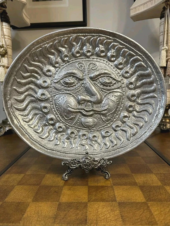 14.25" Don Drumm Celestial Sun Face Platter Aluminum Wall Hanging Art - Image 1 of 4