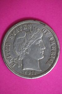 High Grade 1911 P Barber Liberty Dime Scarce Semi Key Date Silver Coin 87