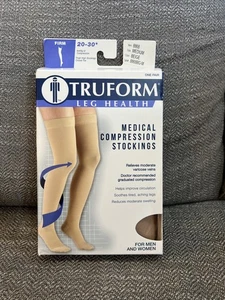 Truform Compression Thigh High Stockings 20-30 mmHg FIRM 8868 Size Medium Beige - Picture 1 of 9