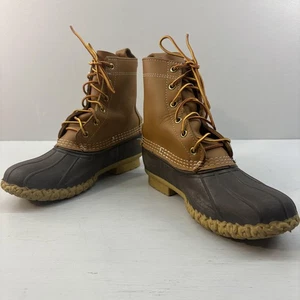 LL Bean Bean Botas Mujer Talla 7 Marrón Cuero Goma Pato Botas Hechas en EE. UU. - Imagen 1 de 13