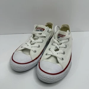 Converse All Star Youth Chuck Taylor Low Top White Sneakers Size 2 3J256 - Picture 1 of 7