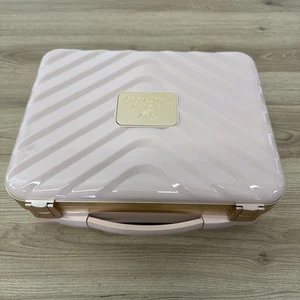 NJ Glam Travel Makeup Case w/ Light Up Mirror Portable Recharge Pink Gold Trim - Picture 1 of 7