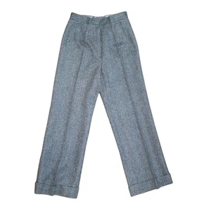 Pantalone vintage Saint Laurent Rive Gauche Paris grigio lana spina di pesce 26,5" - Foto 1 di 9