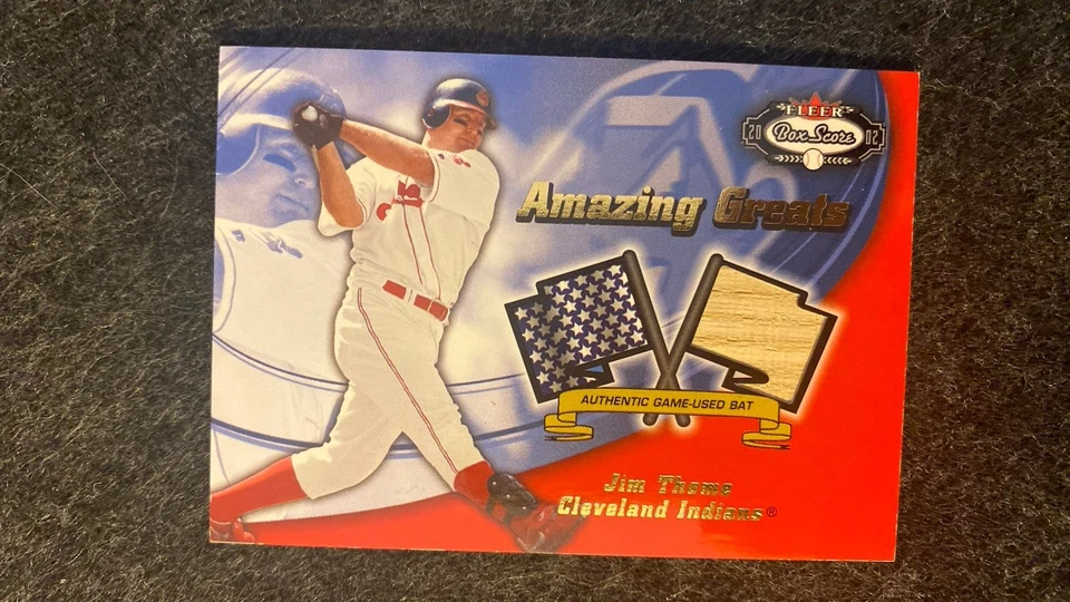 Bate usado Fleer Box Score Amazing Greats 2002 juego Jim Thome Cleveland Indians Foto 1 de 1