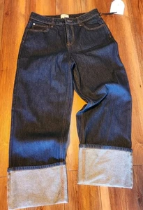 Neu mit Etikett Kate Spade NY dunkle Damenjeans 8 hoher Bund gerades Bein breiter Bündchen verschenkbar - Bild 1 von 9