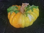 RARE Vintage Large Italian VIETRI Ceramic Majolica Pumpkin Covered Tureen Dish