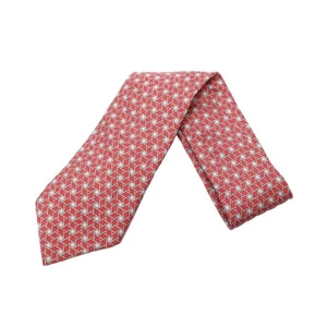 Corbata HERMES Rojo Naranja Seda Logo vendedor de Japón N0130 37 Hecha en Francia - Imagen 1 de 7