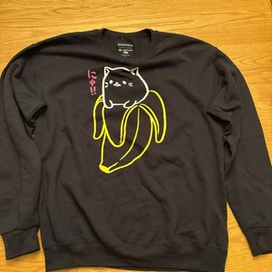 Crunchyroll Bananya Katze Langarm schwarz Sweatshirt Größe L - Bild 1 von 4