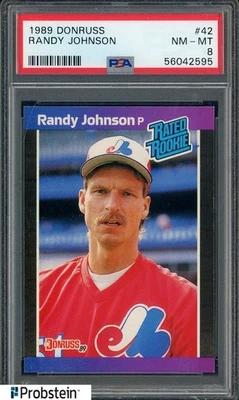 Donruss #42 Randy Johnson Montreal Expos 1989 radiocontrol novato de la corte PSA 8 casi nuevo-como nuevo Foto 1 de 2