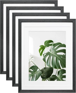 12X16 Picture Frames Set of 4, Made of Solid Wood Covered by Plexiglass 9X12 and - Picture 1 of 12