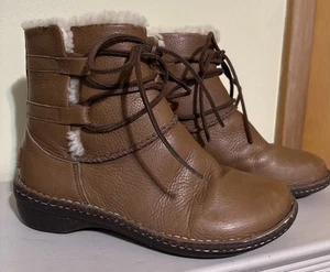 Botas cálidas UGG Caspia 1932 cuero tostado con cordones al tobillo piel de oveja para mujer talla 9 - Imagen 1 de 8