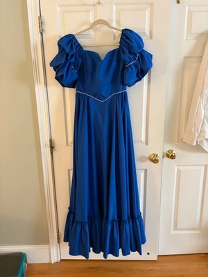 vintage Royal blue prom dress 1985 - Image 1 of 3