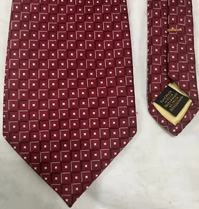 Donald J Trump Signature Collection Necktie Red Squares Gray Diamonds 58" Long - Picture 1 of 4