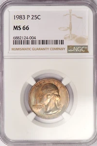 1983 P TONED Washington Quarter NGC MS 66 Gem Toning Coin 25C - Picture 1 of 4
