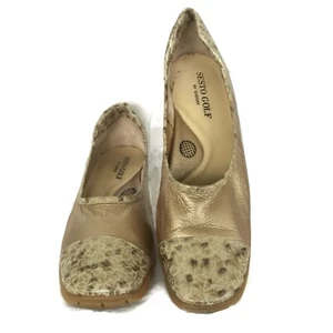 Sesto Golf Shoes Womens Spikeless Italian Leather Beige Loafer 11 M Run Narrow - Picture 1 of 10