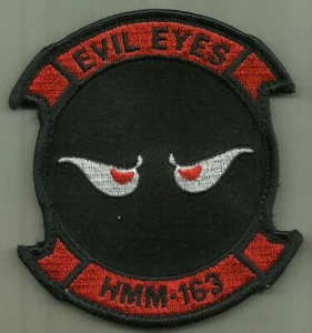 HMM-163 EVIL EYES USMC PATCH MARINE CORPS HELICOPTER SQ HELO PILOT READ FULL AD - Picture 1 of 2