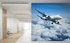 3D White Clouds Plane A05 Transport Wallpaper Mural Self-adhesive Removable Zoe