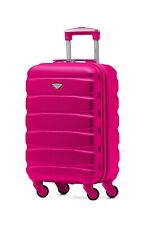 Flight Knight Lightweight 21” 4 Wheel ABS Suitcases Cabin Carry On, Pink