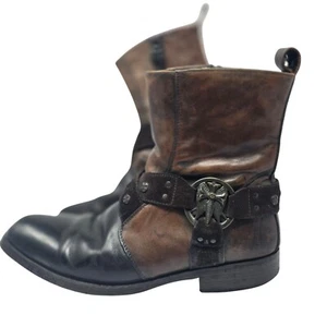 Mark Nason Lounge Mens Leather Ankle Boots W/ Metal Accent Brown/Black Size 7.5 - Picture 1 of 7