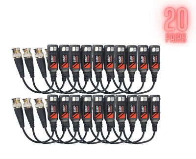 20 Pairs 8MP HD Passive Video Balun Transceiver for BNC Male Cable via CAT5/5E/6 - Image 1 of 4