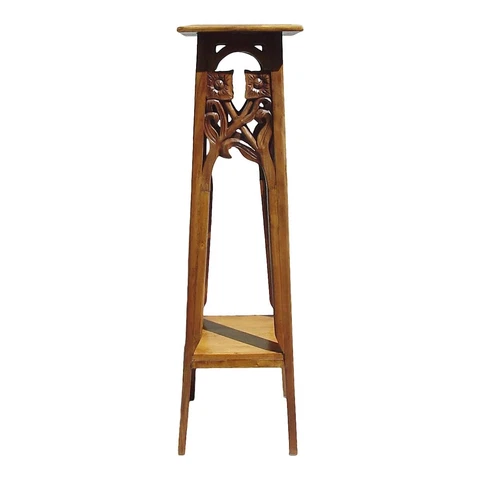 A Carved, Wooden Art Nouveau Plant or Sculpture Stand, Ca. 1910 Cover