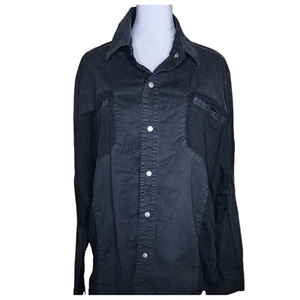 Vintage 90s Snap Front Shirt Mens Size XL Black Goth Punk Mesh Back - Picture 1 of 9