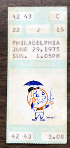 1975 New York Mets Ticket vs Phillies DOUBLEHEADER Yogi Berra Rusty Staub Seaver