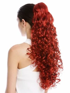 Hair Piece Ponytail Hooked Combs Very Long Voluminous Curly Red - Picture 1 of 3
