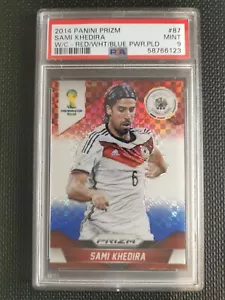 Panini Prizm 2014 Copa del Mundo Sami Khedira rojo/blanco/azul PWR PLD PSA 9 como nuevo - Imagen 1 de 2