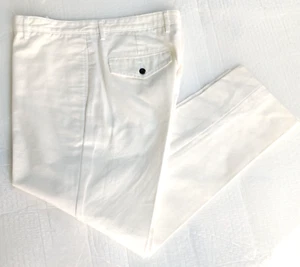 Orvis Twill Chino Pants Ivory Flat Front 5 pocket Signature Khakis Men's Size 34 - Picture 1 of 9