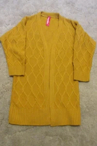Pink Latte Gold long cardigan loose sweater Girl's Size M 8-10 100% acrylic - Picture 1 of 6