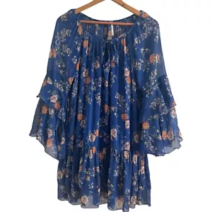 Free People Sunsetter Floral Ruffled Dress sz S Cottagecore Fairy Boho Festival - Picture 1 of 16