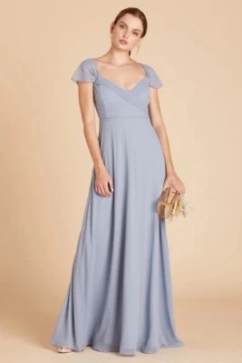 NWT Birdy Grey Bridesmaid Spence Convertible Formal Dress Chiffon Dusty Blue Med - Image 1 of 4