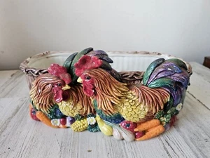 Fitz Floyd coq du chicken rooster planter herb tray canister basket vintage... - Picture 1 of 12