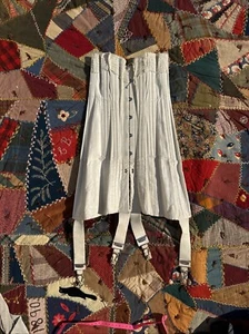 Antiguo Corsé Victoriano Blanco Faja Lencería Deshuesada Corpiño Ligas De Colección - Imagen 1 de 16