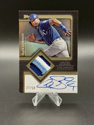 Алекс Гордон 2025 Topps обновление флагманская автоматическая нашивка реликвия /50 игра б/у Royals - Изображение 1 из 3